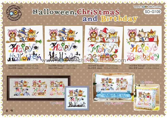 Sodastitch Indonesia SO-G109 - Pola Sodastitch - Halloween, Christmas and Birthday