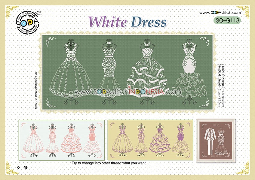 Sodastitch Indonesia SO-G113 - Pola Sodastitch - White Dress