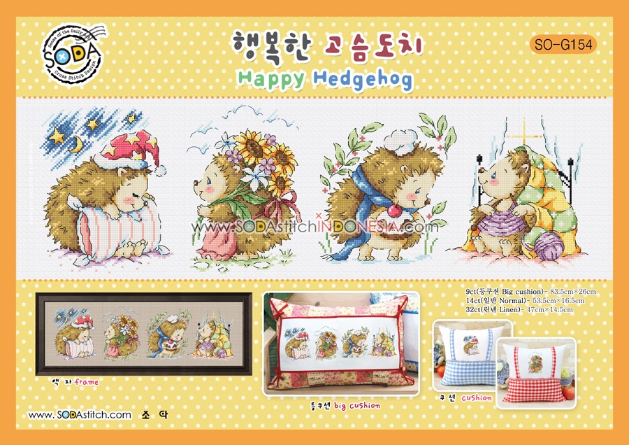 Sodastitch Indonesia SO-G154 - Pola Sodastitch - Happy Hedgehog