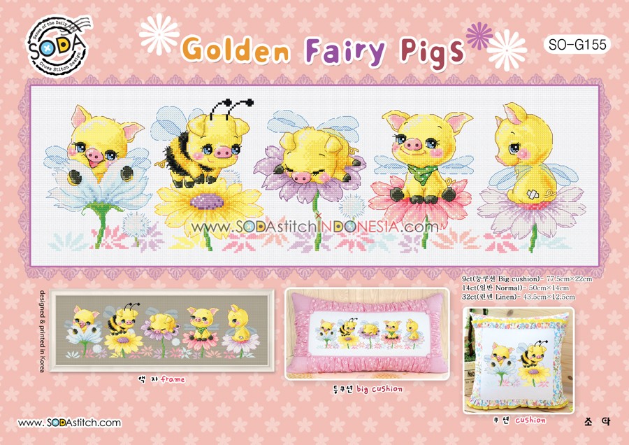 Sodastitch Indonesia SO-G155 - Pola Sodastitch - Golden Fairy Pigs